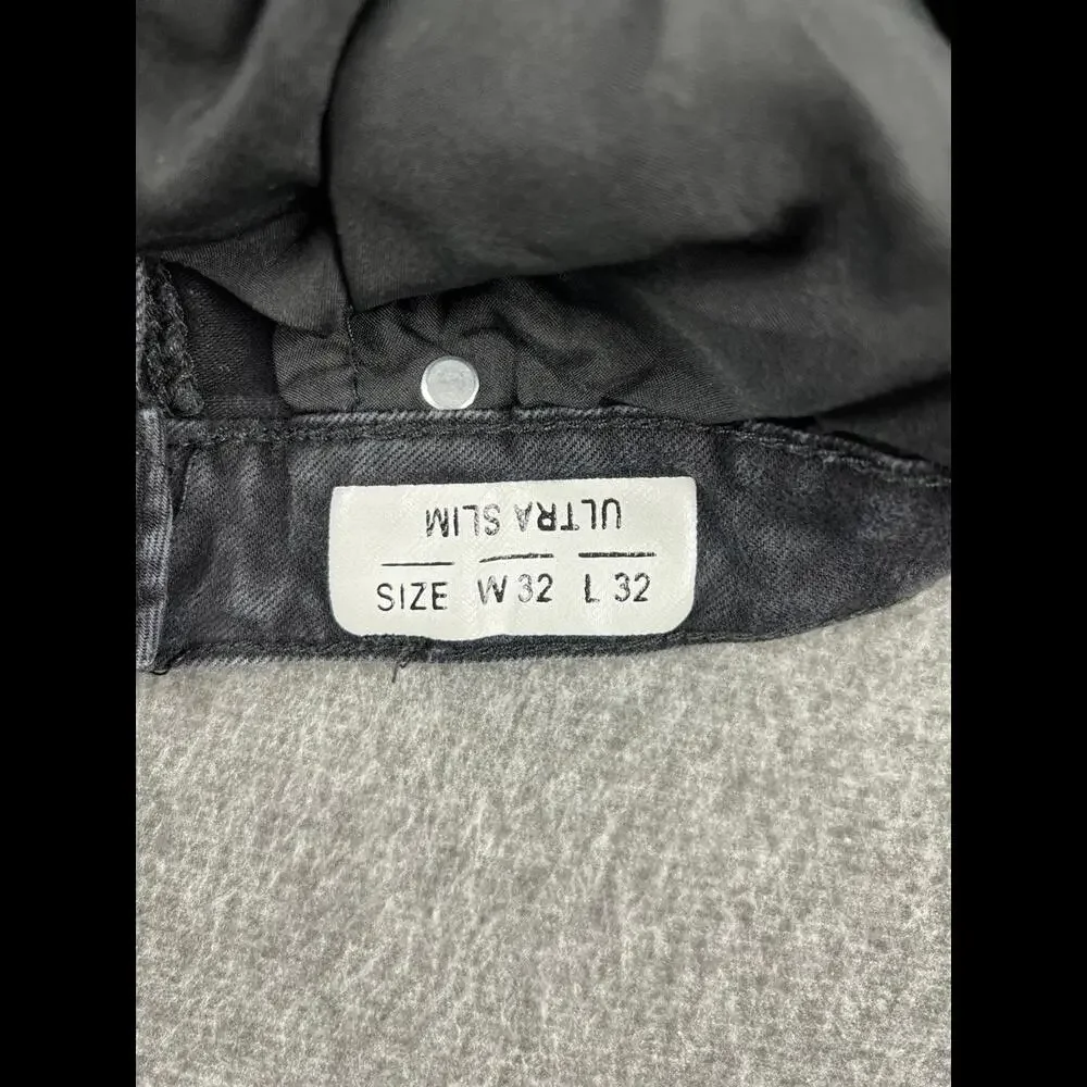 Argonaut Mens Ripped Black Skinny Jeans‎ Sz 32x32